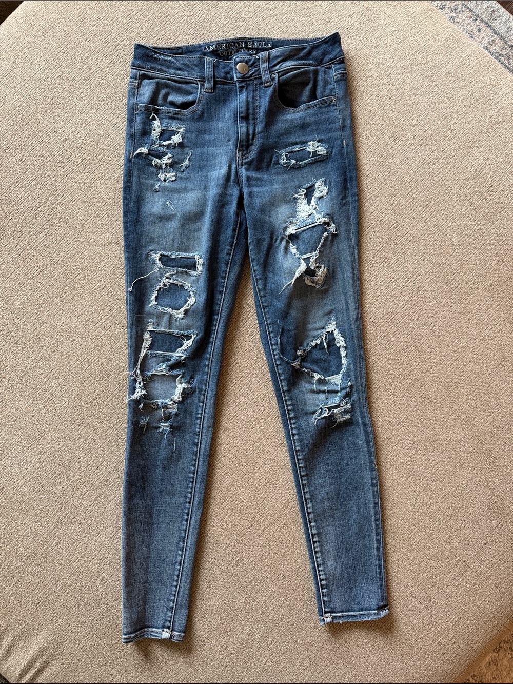 American Eagle Outfitters Women's Ripped Skinny Jeans - Blue